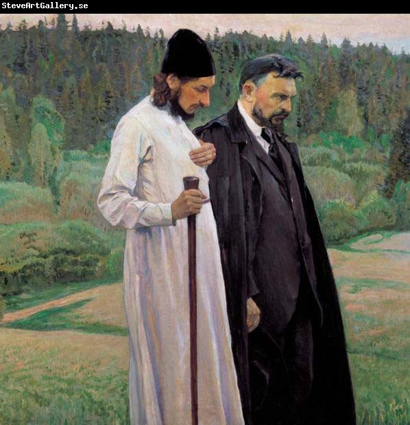 Mikhail Nesterov Philosophers depicts Symbolist thinkers Pavel Florensky and Sergei Bulgakov